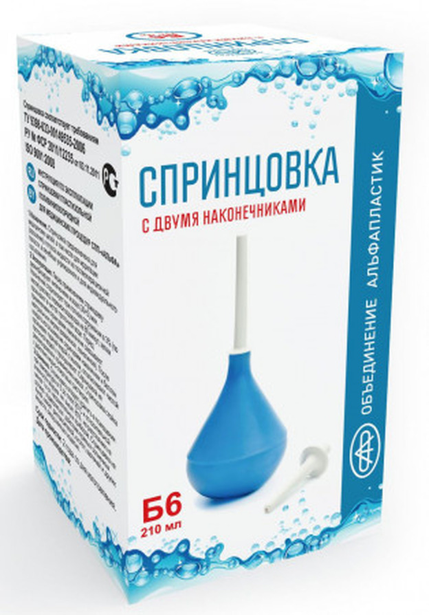 Спринцовка №6 тип Б (твердый наконечник) пластизольная с 2-мя наконечниками (210мл)