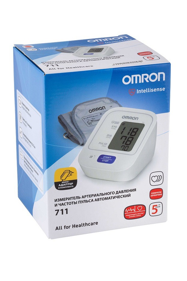 Тонометр OMRON 711 (HEM-8712-CM2) адаптер в комплекте
