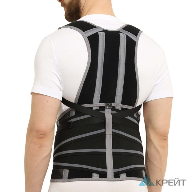 Корсет ортопедический грудопоясничный Б-2509, №4 Р2 черно-серый