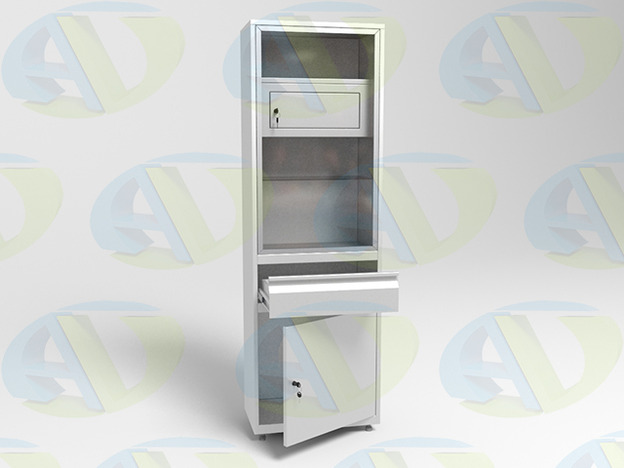 Шкаф металлический медицинский одностворчатый с трейзером ШМС-1-Т