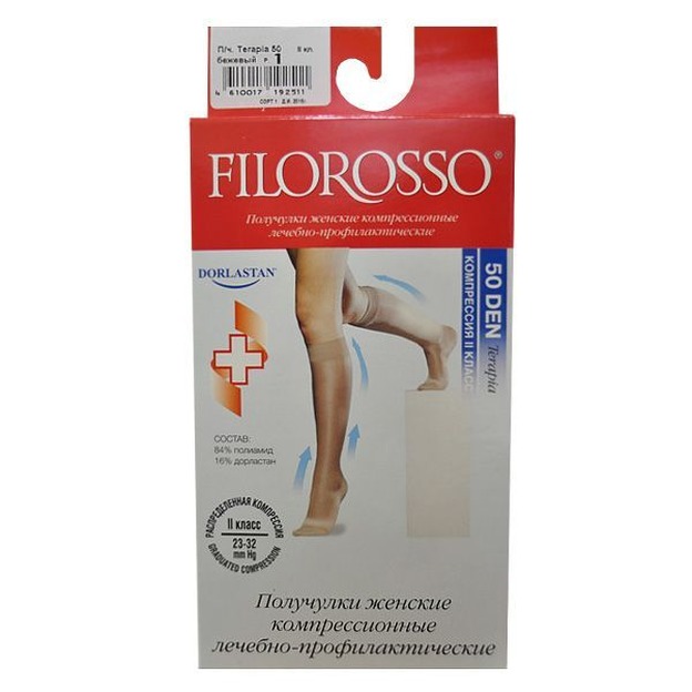 Filorosso Гольфы (Получулки) жен. компр. леч.-проф. Терапия 50 den 2 кл. , №1, (36-40)беж