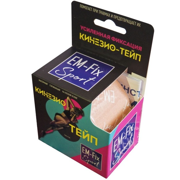 Кинезио-тейп ЕМ-Fix Sport, (усиленная фиксация) (5м*5см) , №0, голубой
