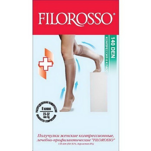 Filorosso Гольфы (Получулки) жен. компр. леч.-проф. Терапия 140 den 2 кл. , №1, (36-40), бежевый