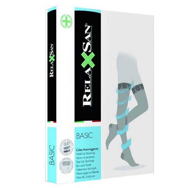 Чулки на резинке RelaxSanStay Up 280 den, 22-27 mmHg, 970, №2, черный