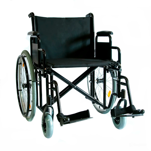 Кресло-коляска инвалидная механическая 711АЕ, с пневматическими задними колесами, ширина сидения 61с