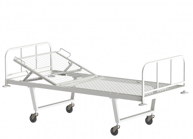 Кровать общебольничная с подголовником КФО-01 МСК-101 на колесах, ложе-прямоуг.труба (2125*975*900)