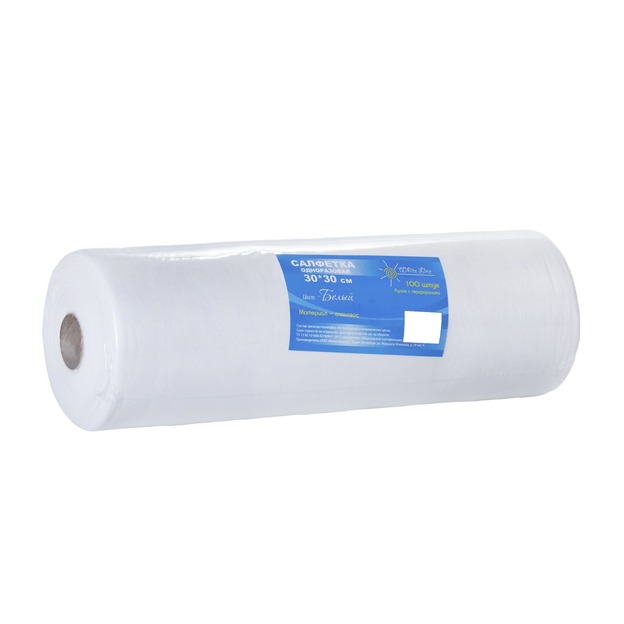 Салфетка Спанлейс 30*40см White Line №100 белая (рул.)