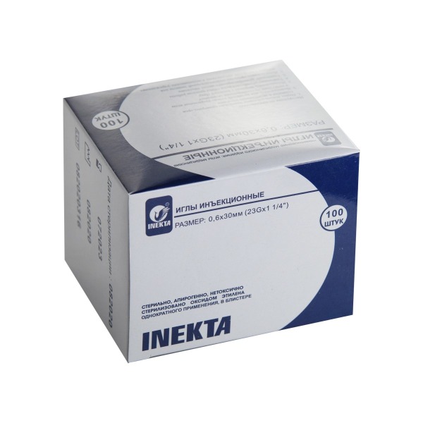Игла инъекционная одноразовая 23G*1 (0,6х30мм), №100 Inekta
