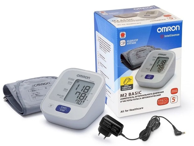 Тонометр OMRON M2 Basic (HEM-7121-ARU) с адаптером
