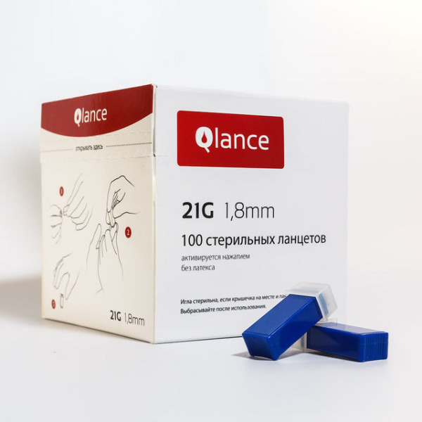 Ланцет 1,8 мм 21G №100  Qlance Universal стер. автомат.синий
